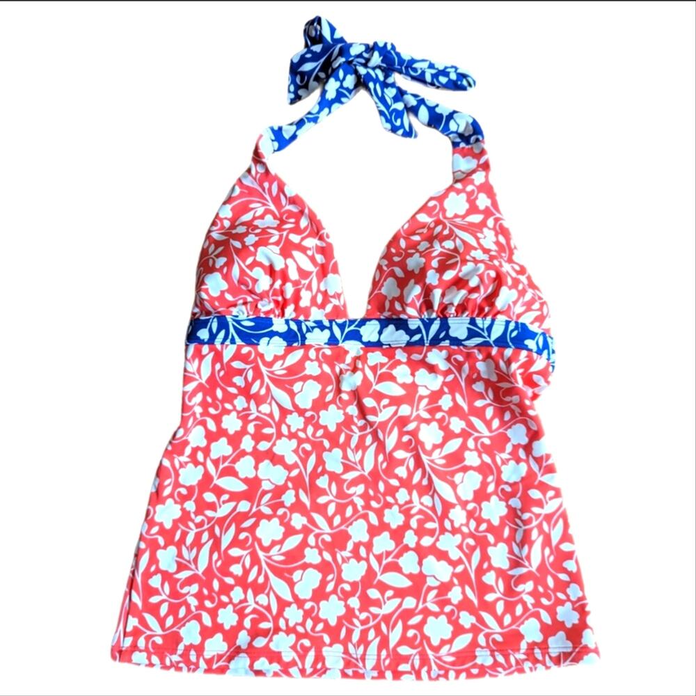 Boden Floral Preppy Halter Tankini Swimsuit Bikini Top